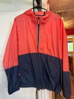 Columbia Coral and Navy Colorblock Windbreaker Jacket